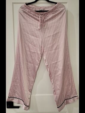 Victoria's Secret Pink and White Sexy Silk Striped Pajama Pants